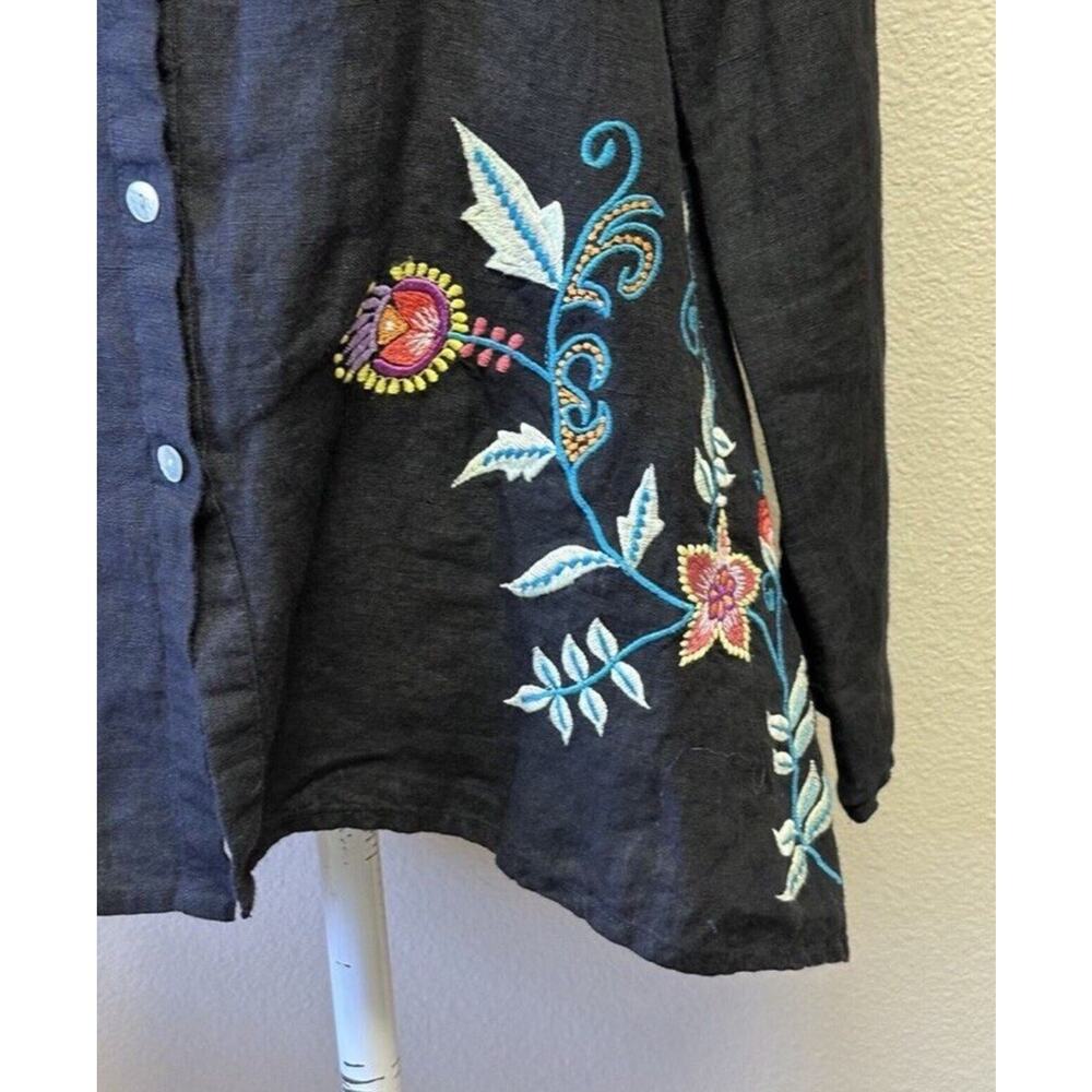 ANTHROPOLOGIE NWT Kyla Seo Small Linen Embroidered Lenni Tunic Blouse Boho - Picture 5 of 8
